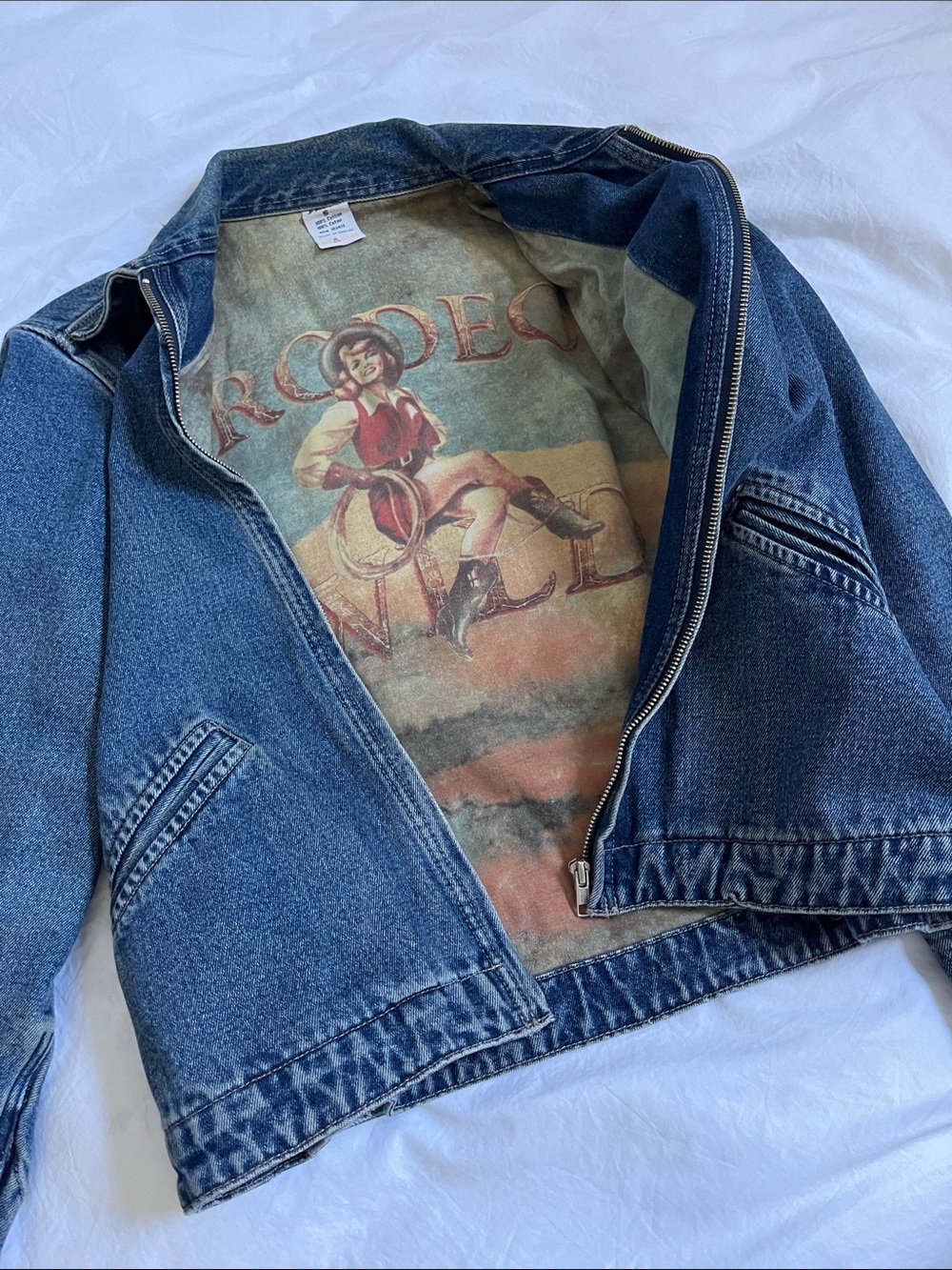 vintage Ethyl Wild West Western Denim Jacket cowgirl rodeo unique interior